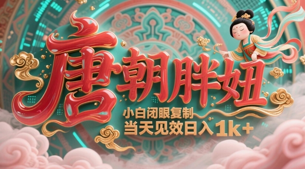 用AI克隆“唐朝胖妞”日更3条，平台疯狂推流，小白闭眼复制，当天见效，日入1k+-糊涂帮