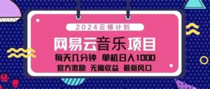2024云梯计划 网易云音乐项目：每天几分钟 单机日入1000 官方激励 无脑…-糊涂帮