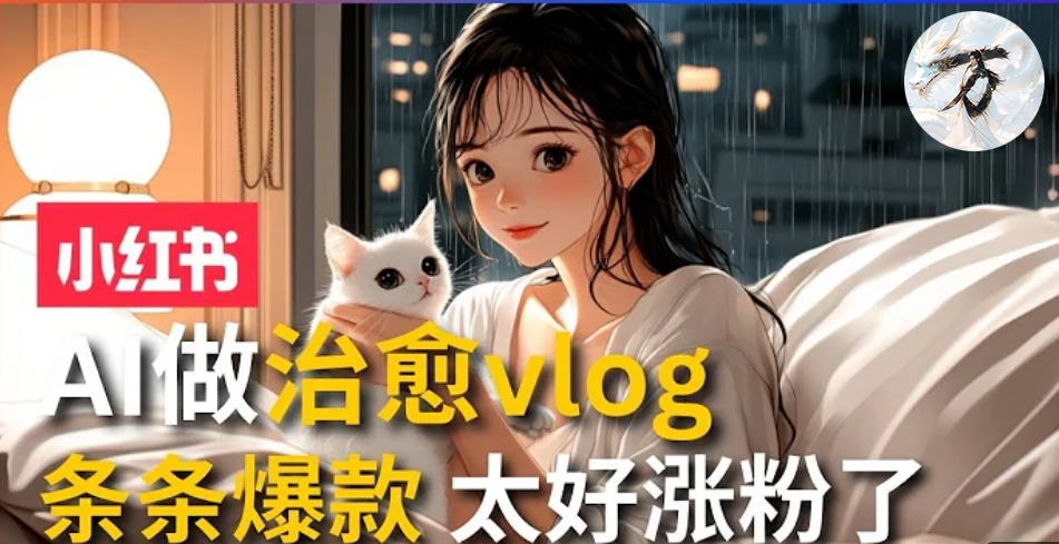 AI治愈系vlog动画视频，小红书1个月轻松涨粉破万，商单报价1500+日入2000+-糊涂帮