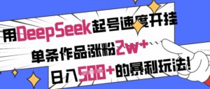 用DeepSeek起号速度开挂，单条作品涨粉2w+，日入5张+的暴利玩法-糊涂帮