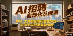 AI招聘自动化系统课，RPA工具赋能简历智能筛选+主流平台群发复聊全攻略-糊涂帮