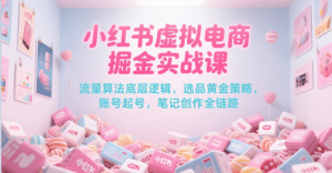 小红书虚拟电商掘金实战课,流量算法底层逻辑,选品黄金策略, 起号,笔记创作全链路-糊涂帮