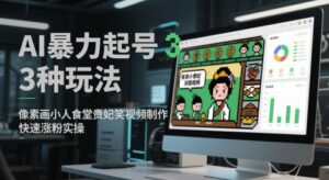 AI暴力起号3种玩法，像素画小人食堂贵妃搞笑视频制作，快速涨粉实操-糊涂帮