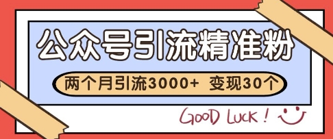 公众号精准粉引流玩法，2个月3000+精准粉，变现30个W-糊涂帮