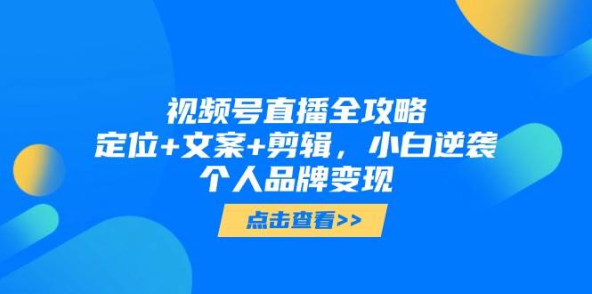 视频号直播全攻略，定位+文案+剪辑，小白逆袭个人品牌变现-糊涂帮