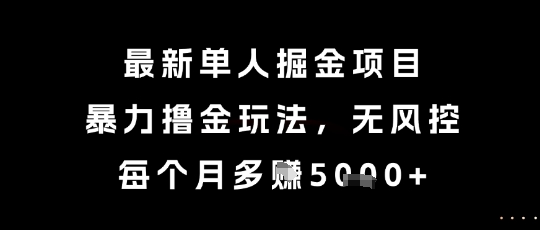 最新单人掘金项目,暴力撸金玩法,无风控,每个月多挣5k+-糊涂帮