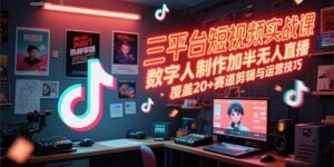三平台短视频实战课，数字人制作加半无人直播，覆盖20+赛道剪辑与运营技巧-糊涂帮