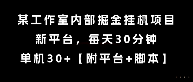 某工作室内部掘金挂G项目,新平台,每天30分钟,单机30+-糊涂帮