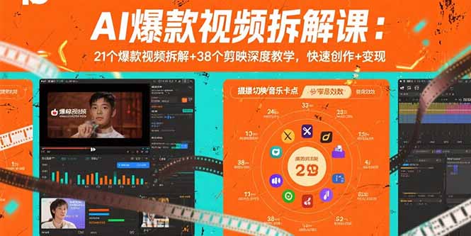 AI爆款视频拆解课：21个爆款视频拆解+38个剪映深度教学，快速创作+变现-糊涂帮