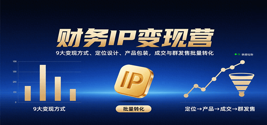 财务IP变现营：9大变现方式、定位设计、产品包装，成交与群发售批量转化-糊涂帮