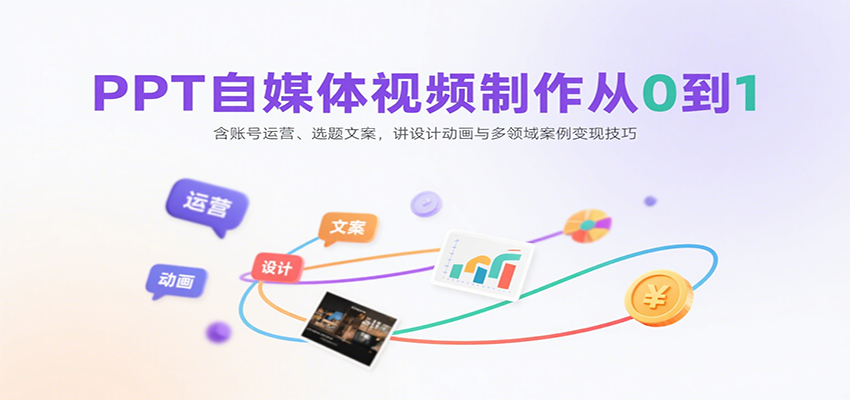 PPT自媒体视频制作从0到1：含账号运营、选题文案，讲设计动画与多领域案例变现技巧-糊涂帮
