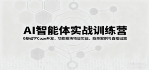 AI智能体实战训练营：0基础学Coze开发，功能模块项目实战，商单案例与直播回放-糊涂帮