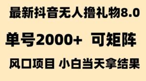 抖音无人撸礼物8.0玩法 全新风口   见效果快  全无人  单号当天产出2000+-糊涂帮