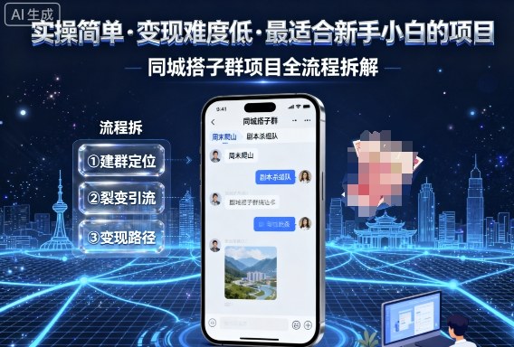 实操简单，变现难度低，最适合新手小白做的项目，每天轻松收入3张，同城搭子群项目全流程拆解-糊涂帮