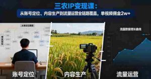 （16229期）三农IP变现课：从账号定位、内容生产到流量运营全链路覆盖，单视频佣金2w+-中创网-专注创业项目分享_资源整合-糊涂帮