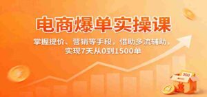 电商爆单实操课：掌握提价、营销等手段，借助多流辅助，实现7天从0到1500单-糊涂帮