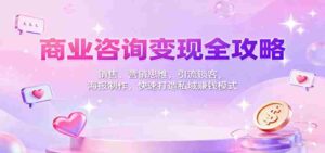 商业咨询变现全攻略：销售、营销思维，引流锁客，海报制作，快速打造私域赚钱模式--糊涂帮|专注创业蓝海项目资源整合-糊涂帮