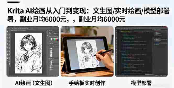 （16222期）Krita AI绘画从入门到变现：文生图/实时绘画/模型部署，副业月均6000元-中创网-专注创业项目分享_资源整合-糊涂帮