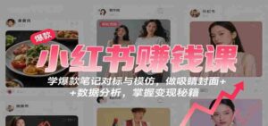 小红书赚钱课：学爆款笔记对标与模仿，做吸睛封面 + 数据分析，掌握变现秘籍-糊涂帮-专注创业项目分享_资源整合-糊涂帮
