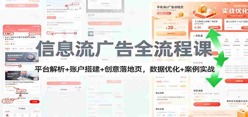 信息流广告全流程课：平台解析+账户搭建+创意落地页，数据优化 + 案例实战-糊涂帮-专注创业项目分享_资源整合-糊涂帮