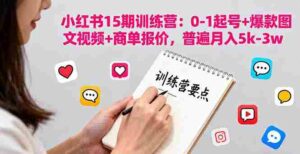 （16144期）小红书15期训练营：0-1起号+爆款图文视频+商单报价，普遍月入5k-3w-中创网-专注创业项目分享_资源整合-糊涂帮