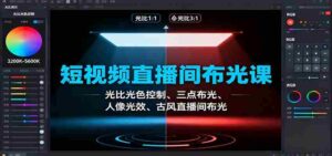短视频直播间布光课：光比光色控制、三点布光、人像光效、古风直播间布光-糊涂帮-专注创业项目分享_资源整合-糊涂帮