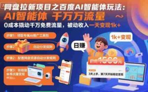 网盘拉新项目之百度Ai智能体玩法，0成本撬动千万免费流量，被动收入，一天变现1k+-糊涂帮