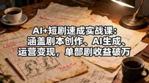 (16359期)AI+短剧速成实战课:涵盖剧本创作、AI生成、运营变现,单部剧收益破万-糊涂帮-专注创业项目分享_资源整合-糊涂帮