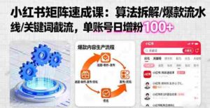 （16231期）小红书矩阵起号速成课：算法拆解/爆款流水线/关键词截流 单账号日增粉100+-中创网-专注创业项目分享_资源整合-糊涂帮