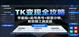 TK变现全攻略：学基础+起号养号+联盟分销，附剪辑工具实操-糊涂帮-专注创业项目分享_资源整合-糊涂帮