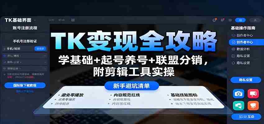 TK变现全攻略：学基础+起号养号+联盟分销，附剪辑工具实操-糊涂帮-专注创业项目分享_资源整合-糊涂帮