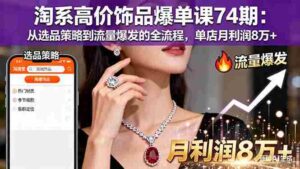 (16351期)淘系高价饰品爆单课74期:从选品策略到流量爆发的全流程,单店月利润8万+-糊涂帮-专注创业项目分享_资源整合-糊涂帮