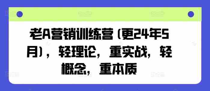 老A营销训练营(更25年10月),轻理论,重实战,轻概念,重本质
