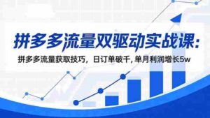 拼多多流量双驱动实战课：拼多多流量获取技巧，日订单破千,单月利润增长5w-糊涂帮-专注创业项目分享_资源整合-糊涂帮