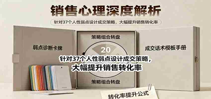 销售心理深度解析：针对37个人性弱点设计成交策略，大幅提升销售转化率！-糊涂帮-专注创业项目分享_资源整合-糊涂帮