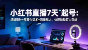 小红书直播7天起号:场域设计+高转化话术+流量放大,快速拉动百人在线-糊涂帮-专注创业项目分享_资源整合-糊涂帮