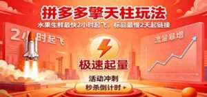 拼多多擎天柱玩法（1.0+1.5），水果生鲜最快2小时起飞，标品最慢2天起链接-糊涂帮-专注创业项目分享_资源整合-糊涂帮