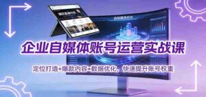 企业自媒体账号运营实战课：定位打造+ 爆款内容+数据优化，快速提升账号权重-糊涂帮-专注创业项目分享_资源整合-糊涂帮