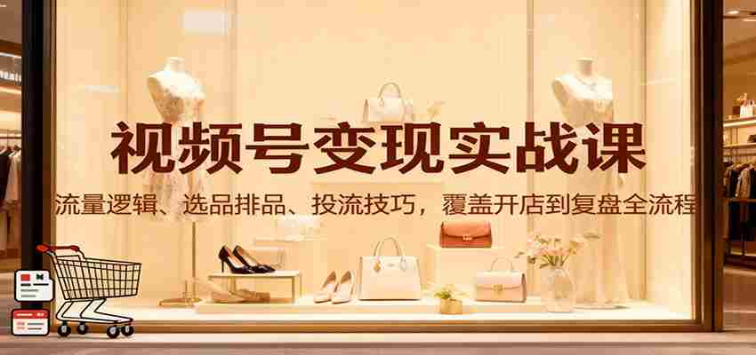 视频号变现实战课：流量逻辑、选品排品、投流技巧，覆盖开店到复盘全流程-糊涂帮-专注创业项目分享_资源整合-糊涂帮
