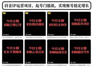 抖音IP运营项目,抖音今日主题玩法,起号门槛低,实现账号稳定增长-糊涂帮-专注创业项目分享_资源整合-糊涂帮