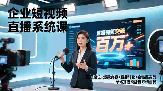 企业短视频直播系统课，账号定位+爆款内容+直播转化+全链路实战，单场直播突破百万销售额-糊涂帮-专注创业项目分享_资源整合-糊涂帮