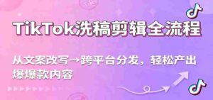 TikTok洗稿剪辑全流程，从文案改写到跨平台分发，轻松产出爆款内容，流量翻倍不是梦-糊涂帮-专注创业项目分享_资源整合-糊涂帮