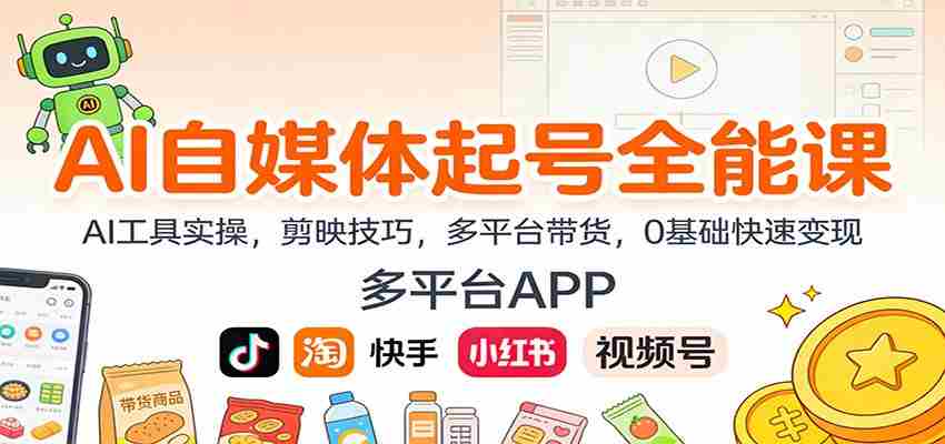 AI自媒体起号全能课：AI工具实操，剪映技巧，多平台带货，0基础快速变现-糊涂帮-专注创业项目分享_资源整合-糊涂帮