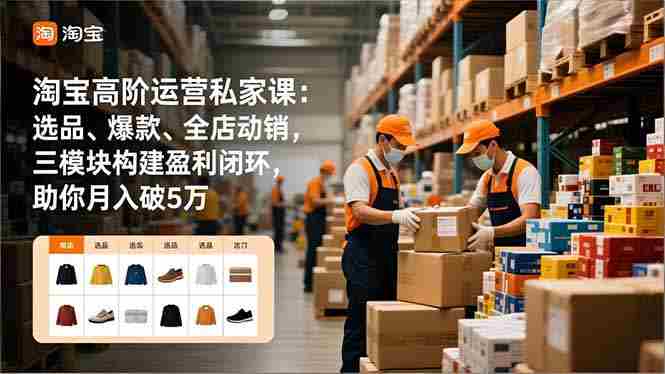 淘宝高阶运营私家课：选品、爆款、全店动销，三模块构建盈利闭环，助你月入破5万-糊涂帮-专注创业项目分享_资源整合-糊涂帮