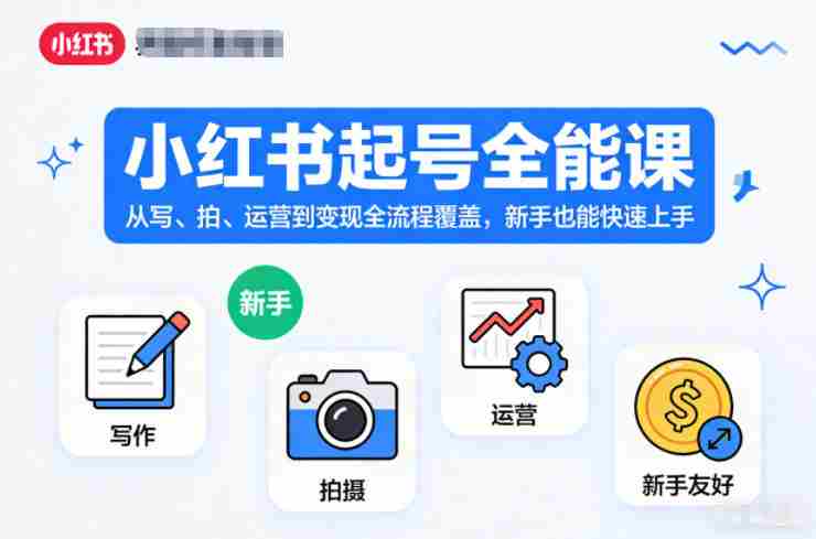 小红书起号全能课,从写、拍、运营到变现全流程覆盖,新手也能快速上手