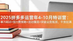 2025拼多多运营年4-10月特训营：暴力起店+强付费策略+活动爆流+突破运营瓶颈，干货拉满-糊涂帮-专注创业项目分享_资源整合-糊涂帮