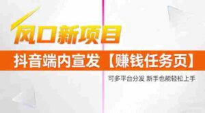 风口新项目,抖音端内宣发【賺钱任务页】,可多平台分发,新手也能轻松上手-糊涂帮-专注创业项目分享_资源整合-糊涂帮