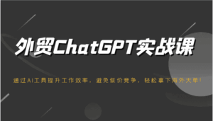 外贸ChatGPT实战课，通过AI工具提升工作效率，避免低价竞争，轻松拿下海外大单！-糊涂帮-专注创业项目分享_资源整合-糊涂帮